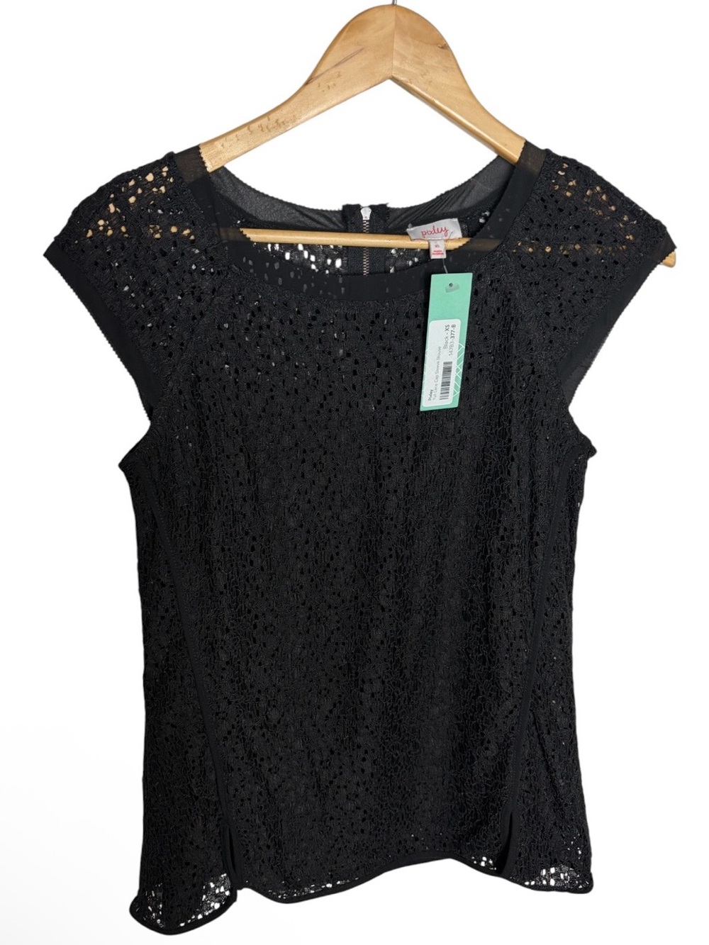 Pixley Yuli black cap sleeve lace blouse size XS